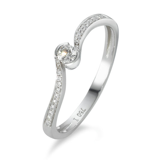 Ring 18k White Gold Diamond 0.15 ct, 21 Stones, w-si