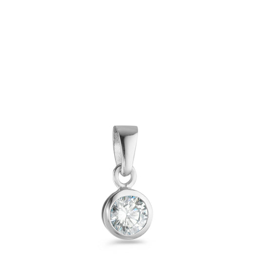 Pendant Silver Zirconia White Rhodium plated Ø6 mm