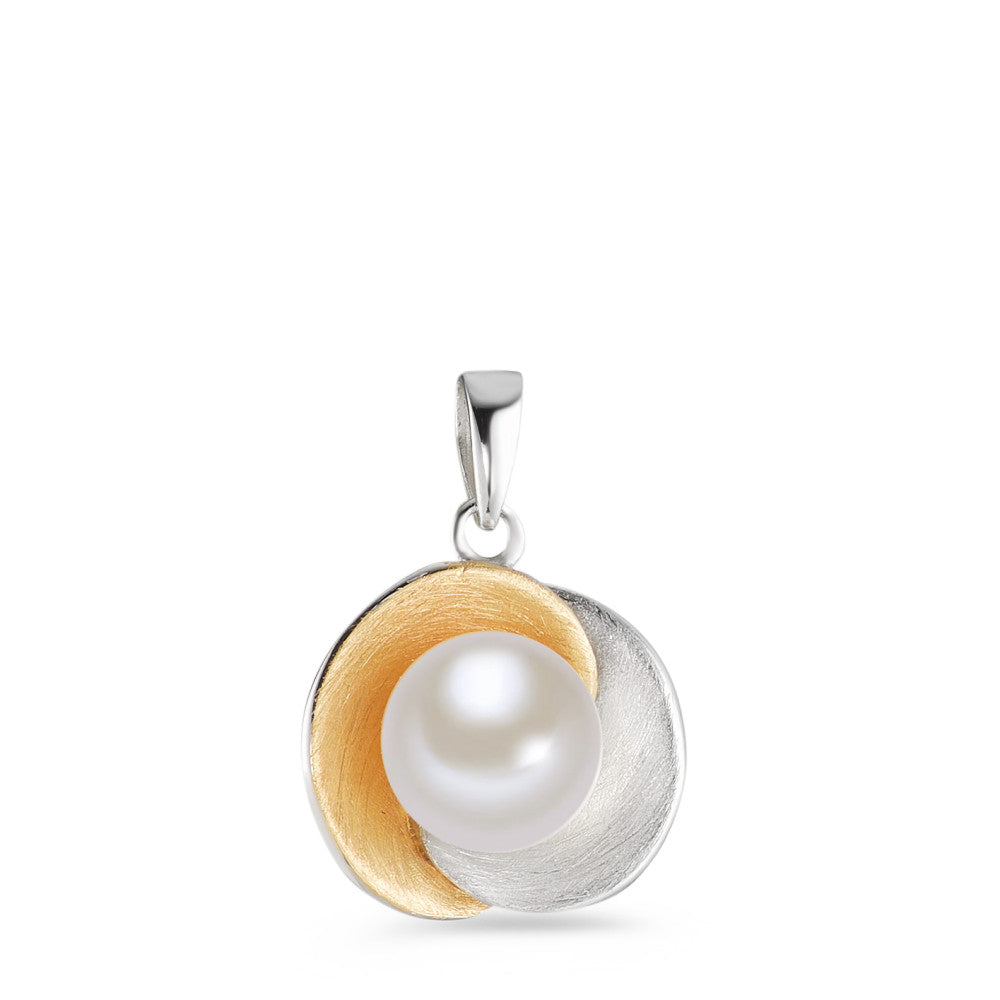 Pendant Silver Yellow Bicolor Freshwater pearl Ø15 mm