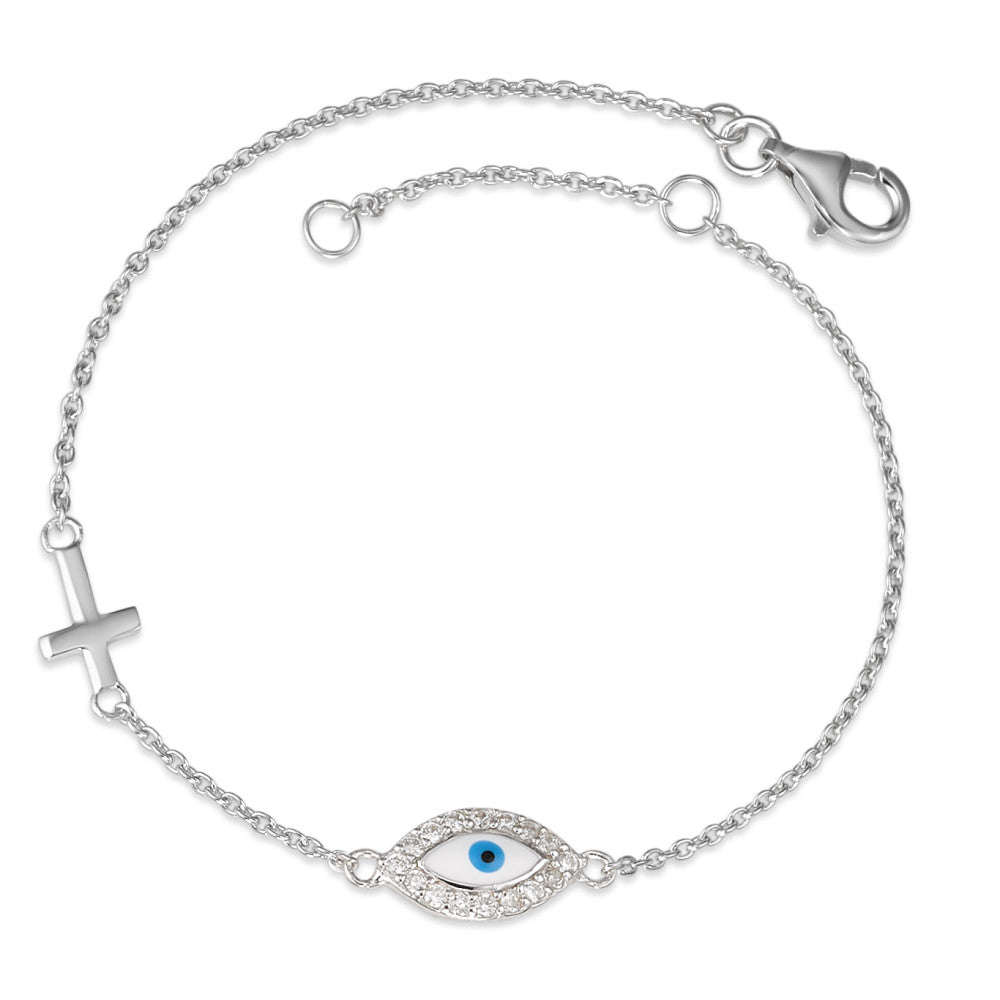 Bracelet Silver Zirconia Rhodium plated Cross 16-18 cm