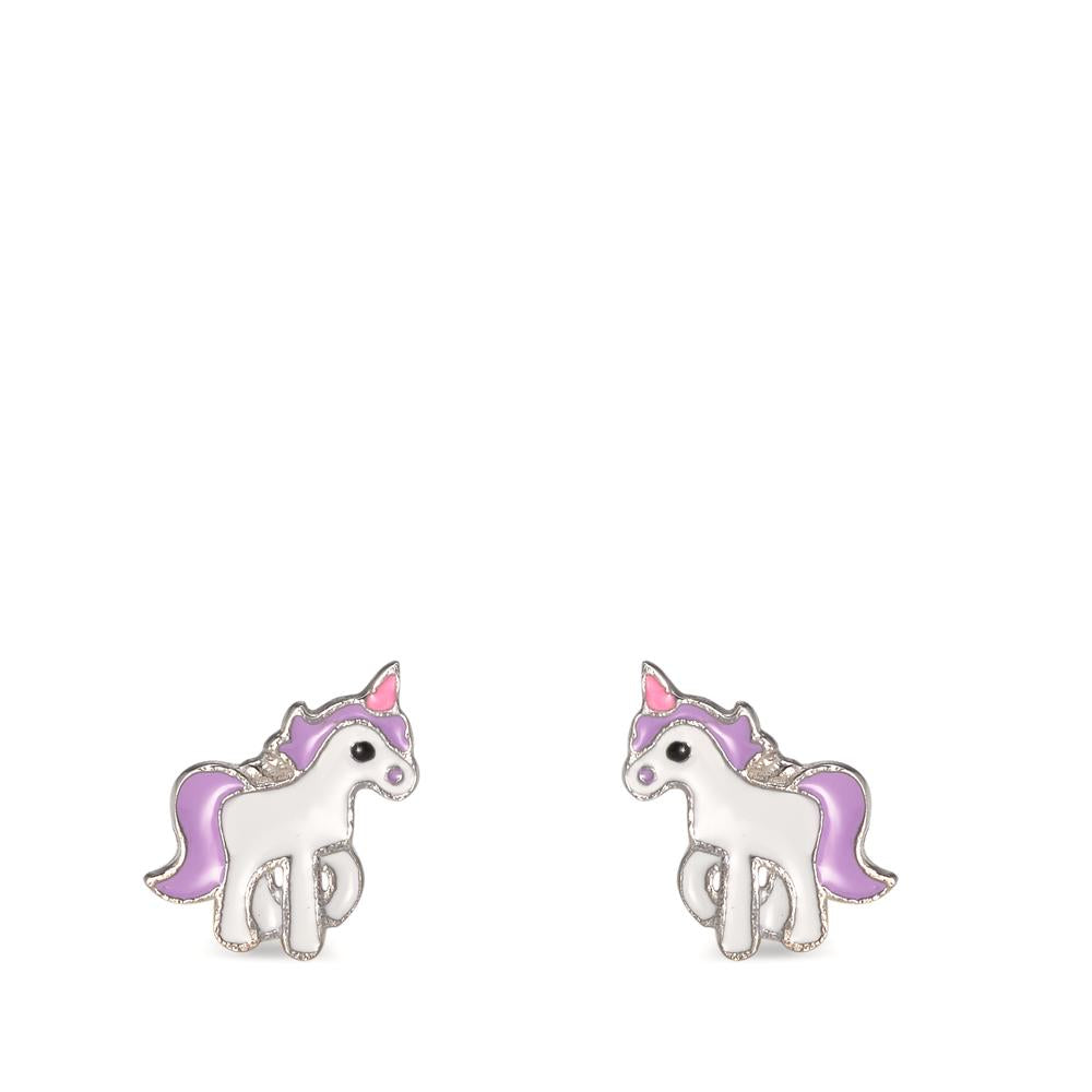 Stud earrings Silver Rhodium plated Unicorn Ø8 mm