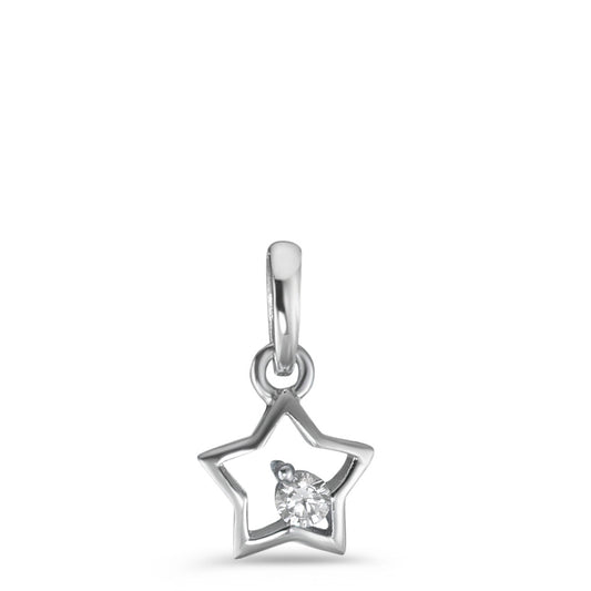 Pendant Silver Zirconia Rhodium plated Star Ø8 mm