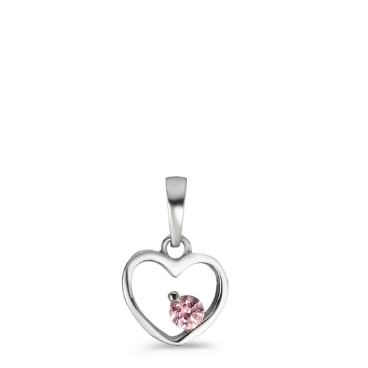 Pendant Silver Zirconia Rose Rhodium plated Heart Ø8 mm