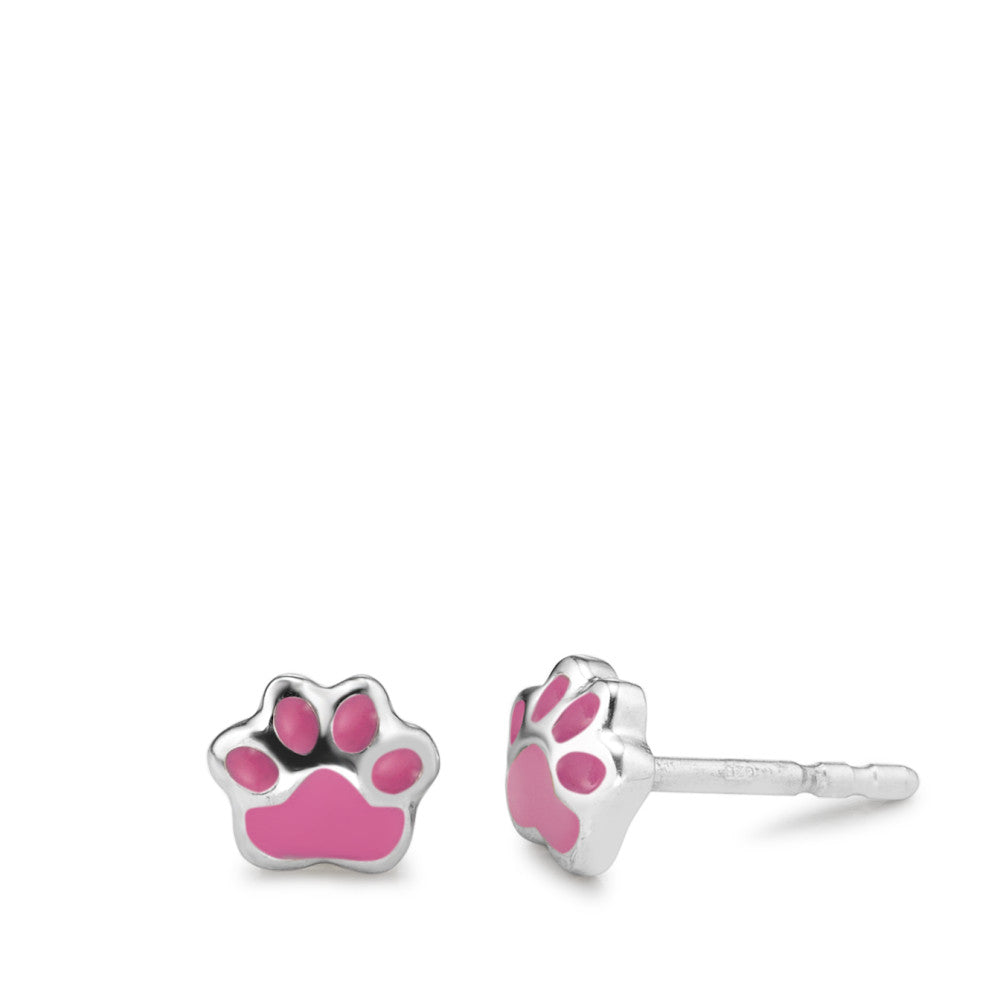 Stud earrings Silver Lacquered Paw Ø5.5 mm