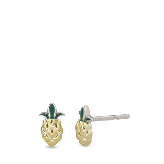 Stud earrings Silver Yellow Bicolor Pineapple