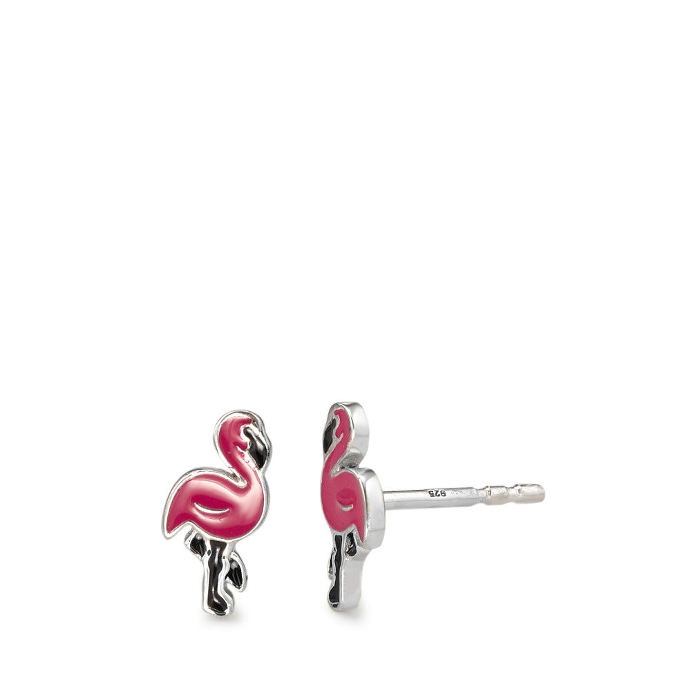 Stud earrings Silver Lacquered Flamingo