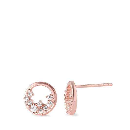 Stud earrings Silver Zirconia 18 Stones Rose Gold plated Ø9.5 mm