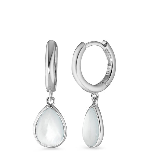 Hinged hoop Silver Rhodium plated Mother of pearl