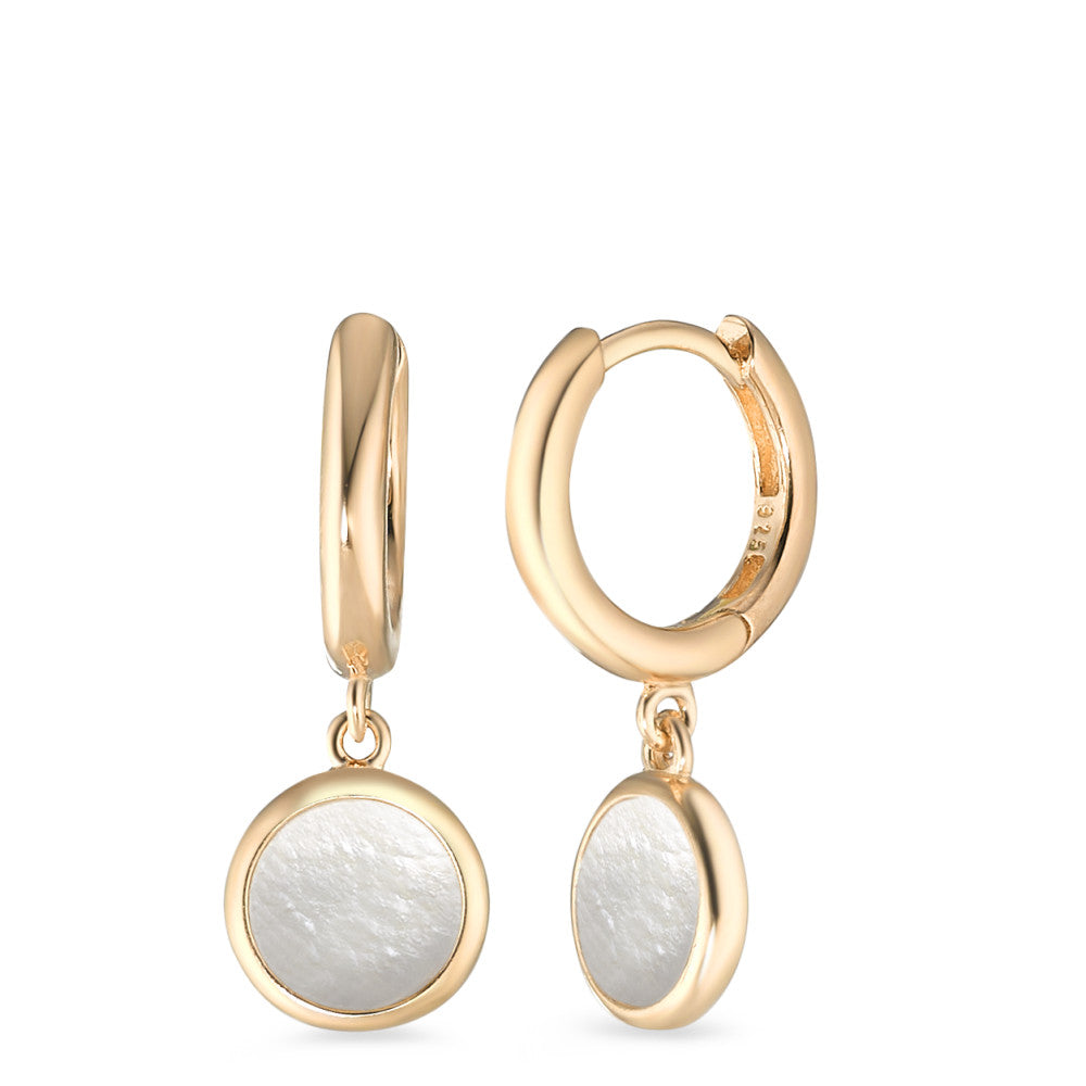 Hinged hoop Silver Yellow Gold plated Mother of pearl