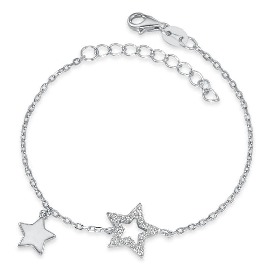 Bracelet Silver Zirconia Rhodium plated Star 16-19 cm