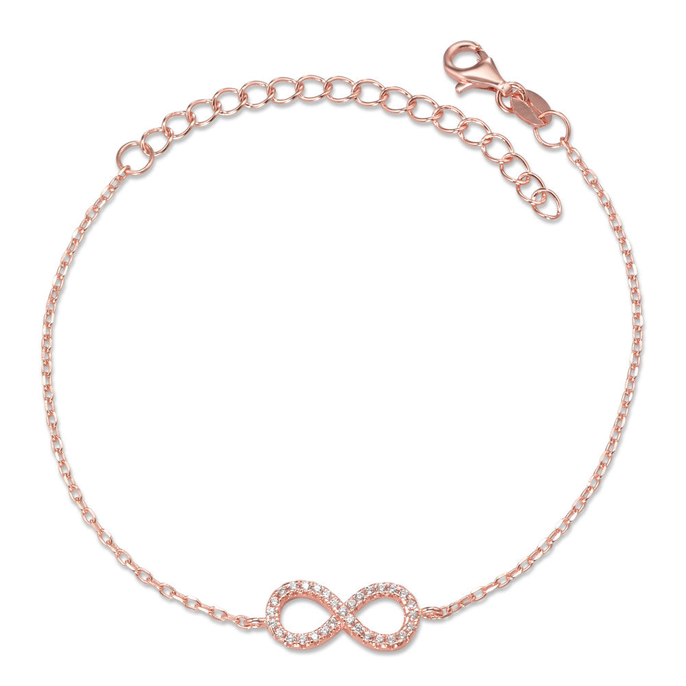 Bracelet Silver Zirconia Rose Gold plated Infinity 16-19 cm