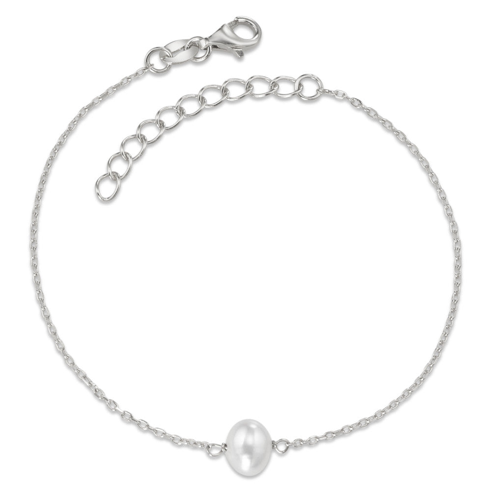 Bracelet Silver Rhodium plated Freshwater pearl 16-19 cm