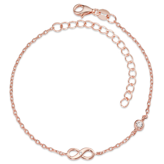 Bracelet Silver Zirconia 2 Stones Rose Gold plated Infinity 16-19 cm