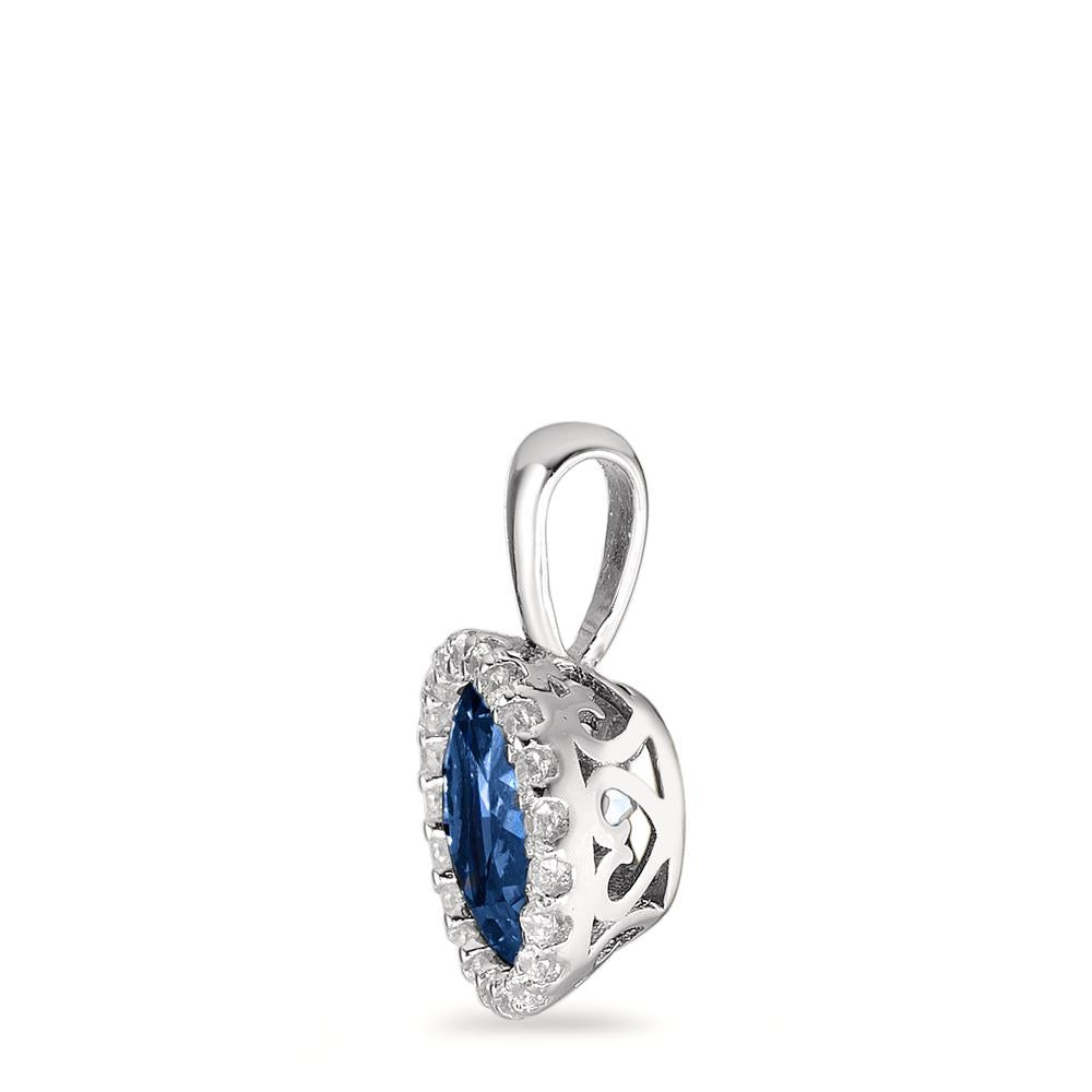 Pendant Silver Zirconia Light Blue Rhodium plated Ø9 mm