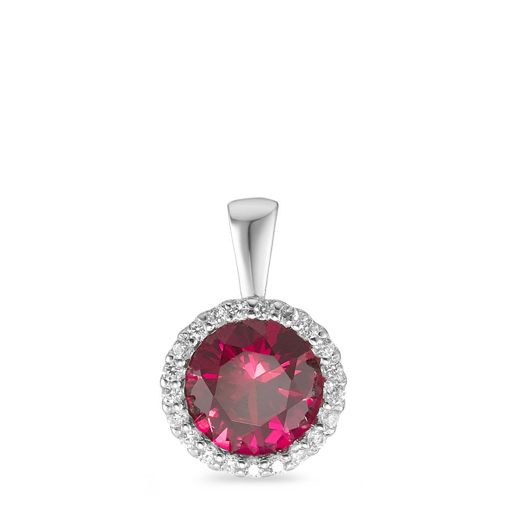 Pendant Silver Zirconia Red Rhodium plated Ø9 mm