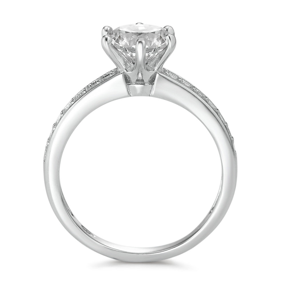 Solitaire ring Silver Zirconia Rhodium plated Ø6.5 mm