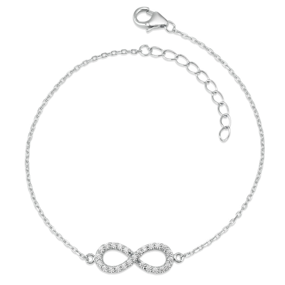 Bracelet Silver Zirconia Rhodium plated Infinity 16-19 cm