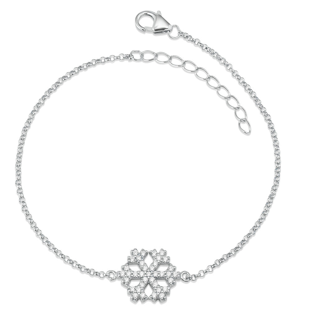 Bracelet Silver Zirconia Rhodium plated Snowflake 17-20 cm