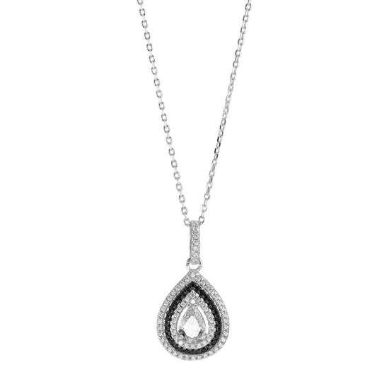 Necklace with pendant Silver Zirconia Rhodium plated 39-42 cm