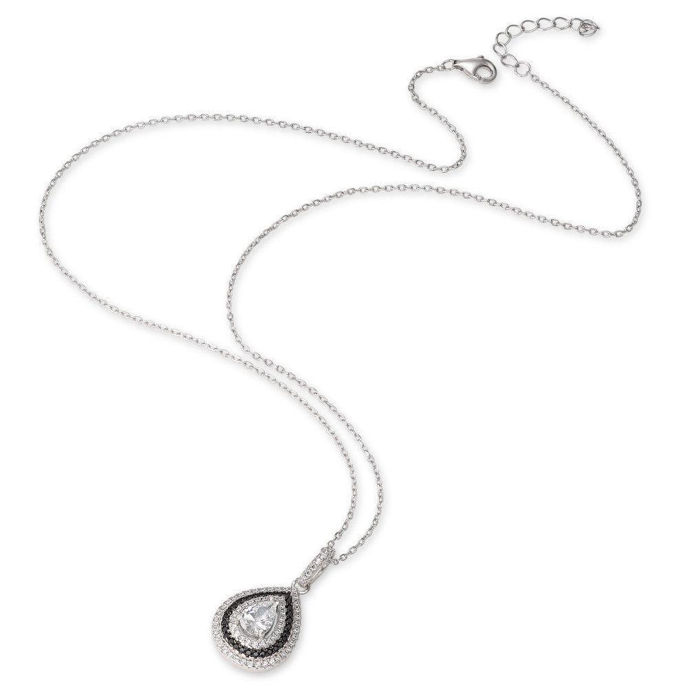 Necklace with pendant Silver Zirconia Rhodium plated 39-42 cm