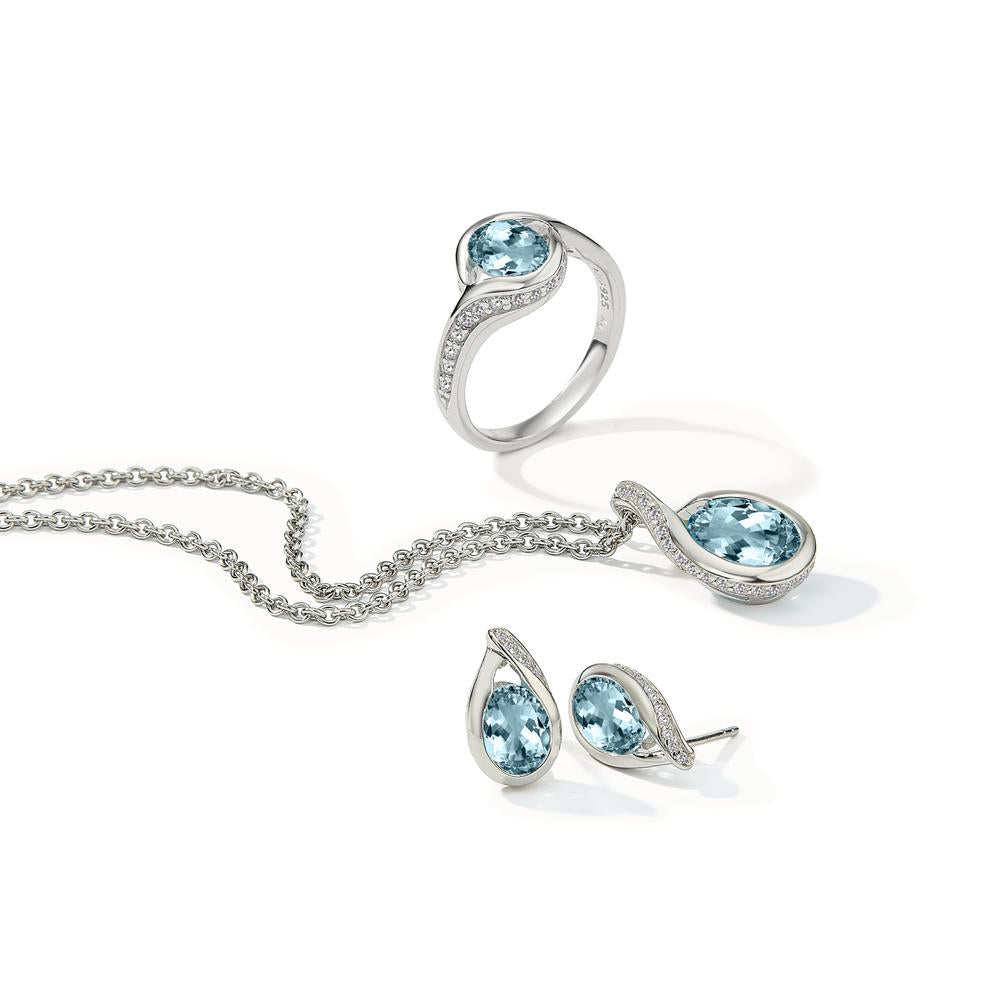 Pendant Silver Topaz Blue Rhodium plated