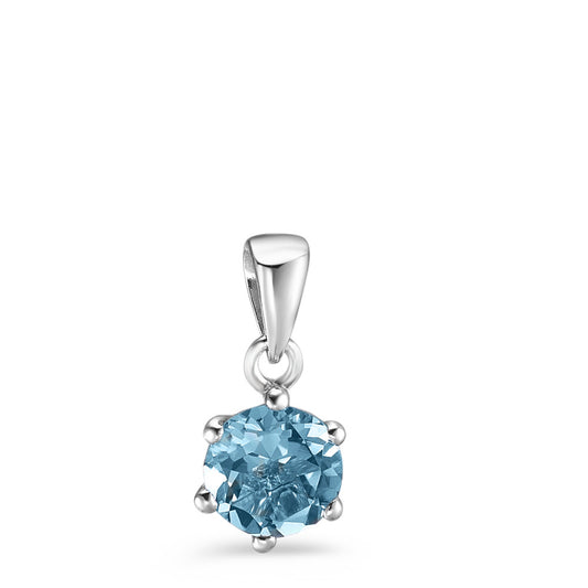 Pendant Silver Topaz Blue Rhodium plated Ø6.5 mm