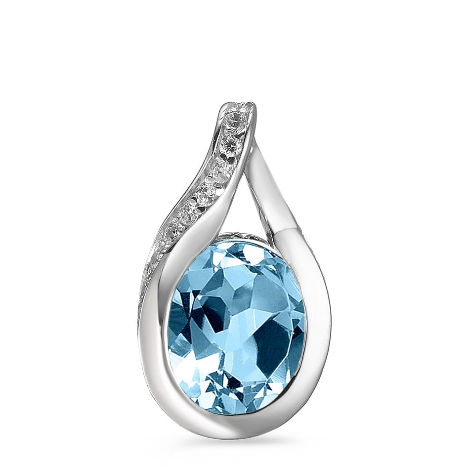 Pendant Silver Topaz Blue Rhodium plated