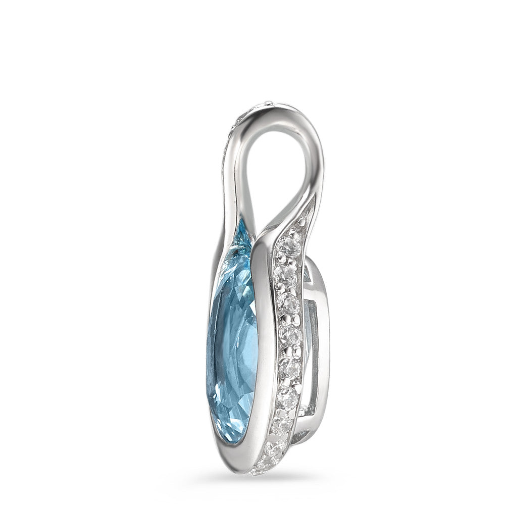 Pendant Silver Topaz Blue Rhodium plated