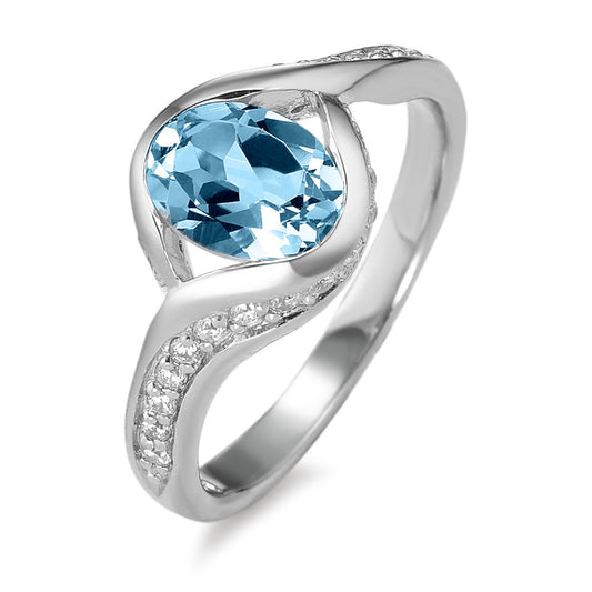 Ring Silver Topaz Blue Rhodium plated