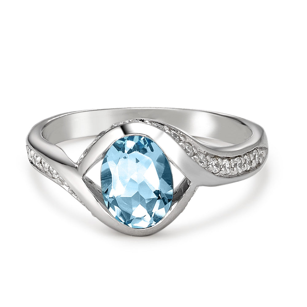 Ring Silver Topaz Blue Rhodium plated