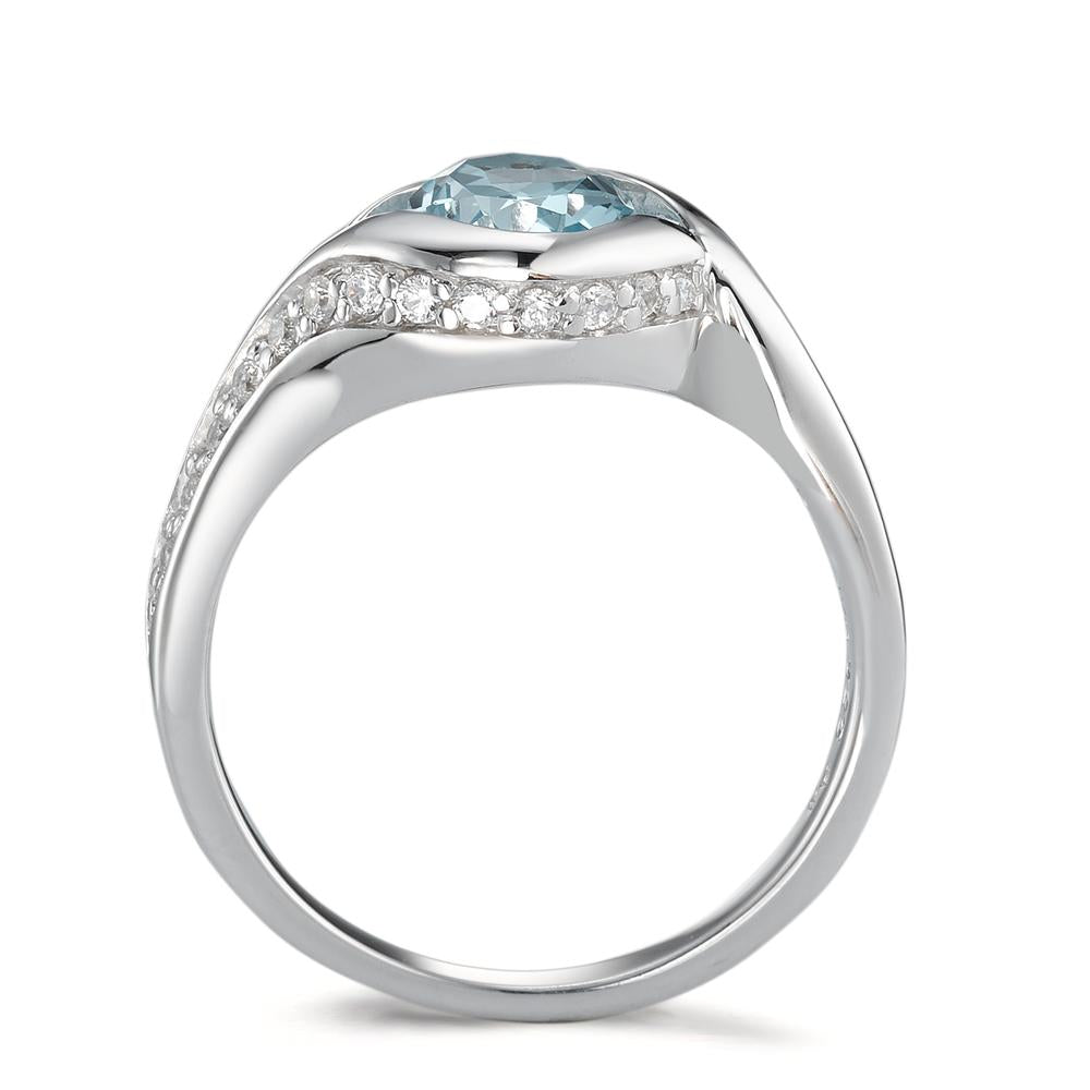 Ring Silver Topaz Blue Rhodium plated