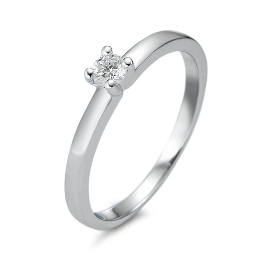 Solitaire ring 18k White Gold Diamond White, 0.10 ct, brilliant, w-si