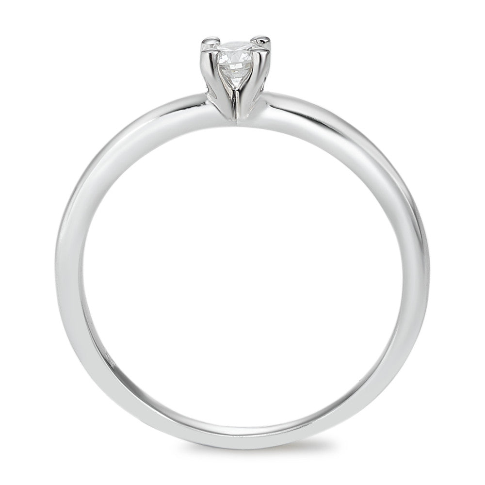 Solitaire ring 18k White Gold Diamond White, 0.10 ct, brilliant, w-si