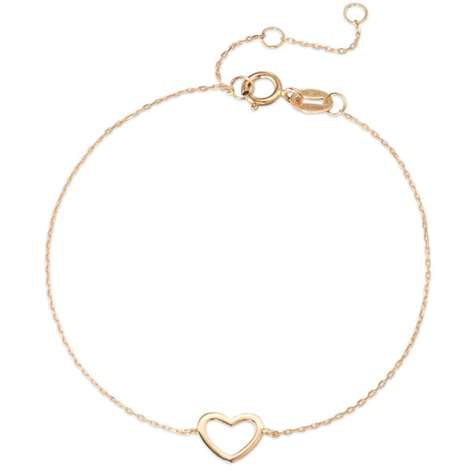 Bracelet 9k Yellow Gold Heart 15-18 cm