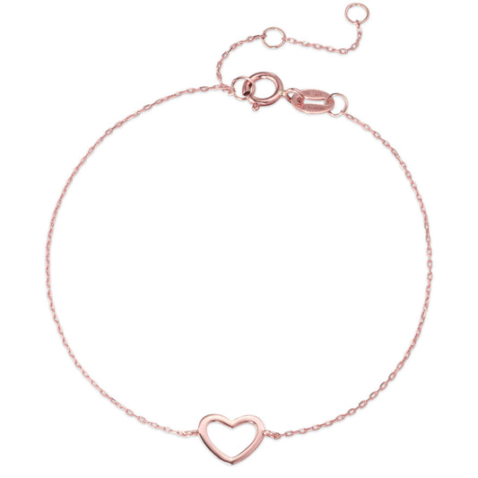 Bracelet 9k Rose Gold Heart 15-18 cm