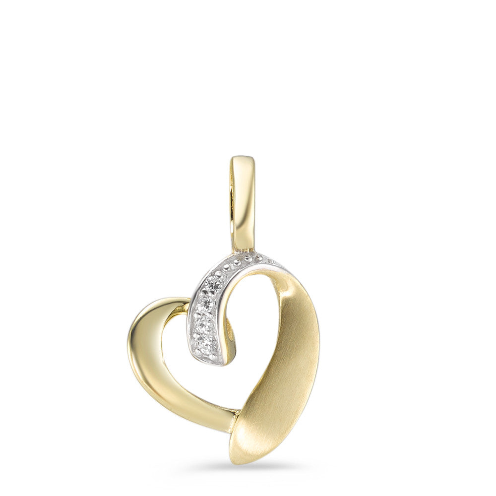 Pendant 9k Yellow Gold Zirconia 8 Stones Heart Ø11 mm