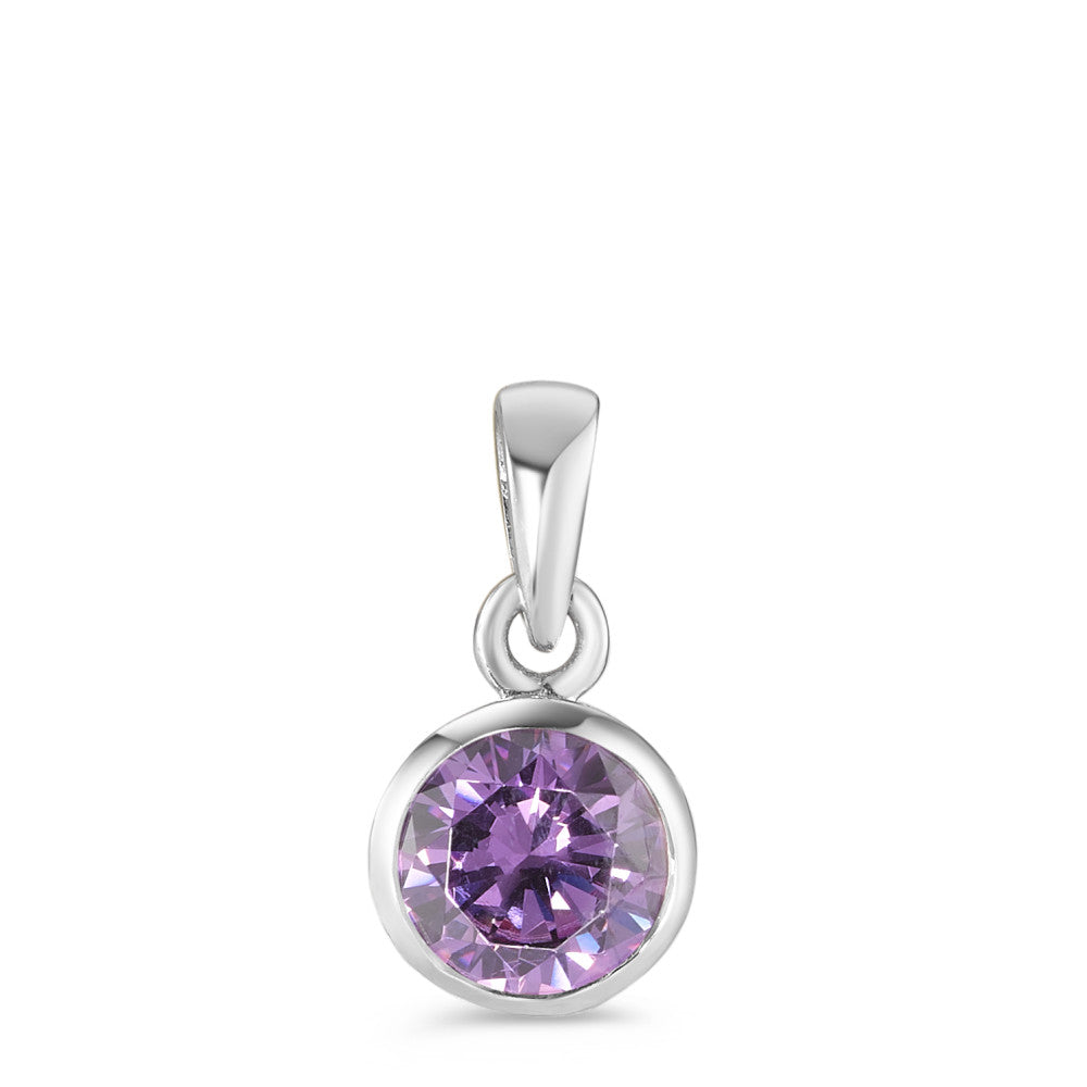 Pendant Silver Zirconia Violet Rhodium plated Ø7.5 mm