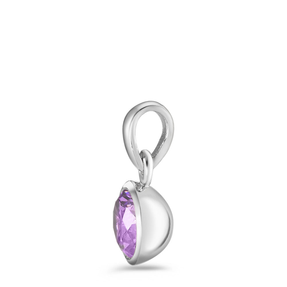 Pendant Silver Zirconia Violet Rhodium plated Ø7.5 mm