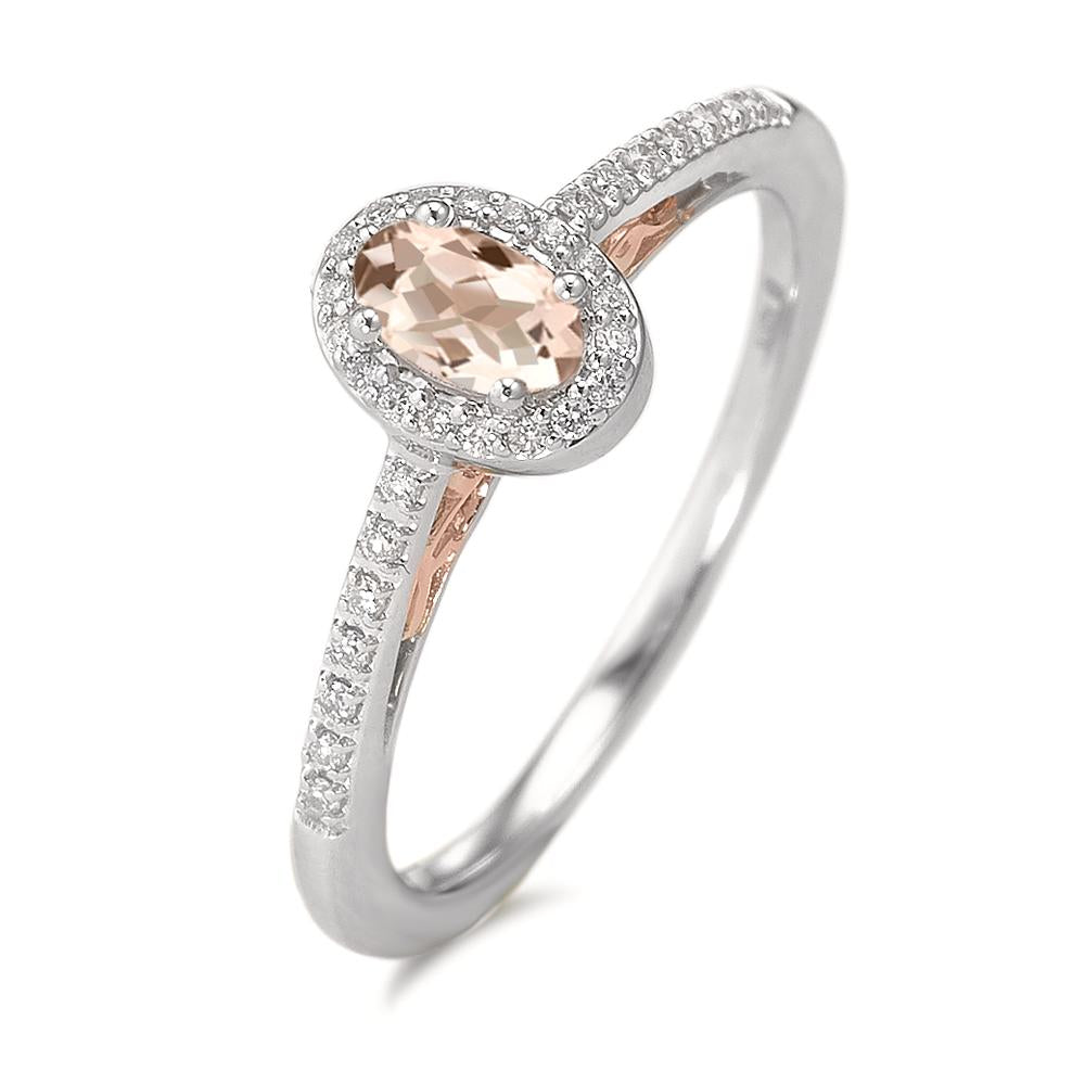 Ring 9k White Gold Diamond 0.09 ct, w-pi3, Morganite Champagne