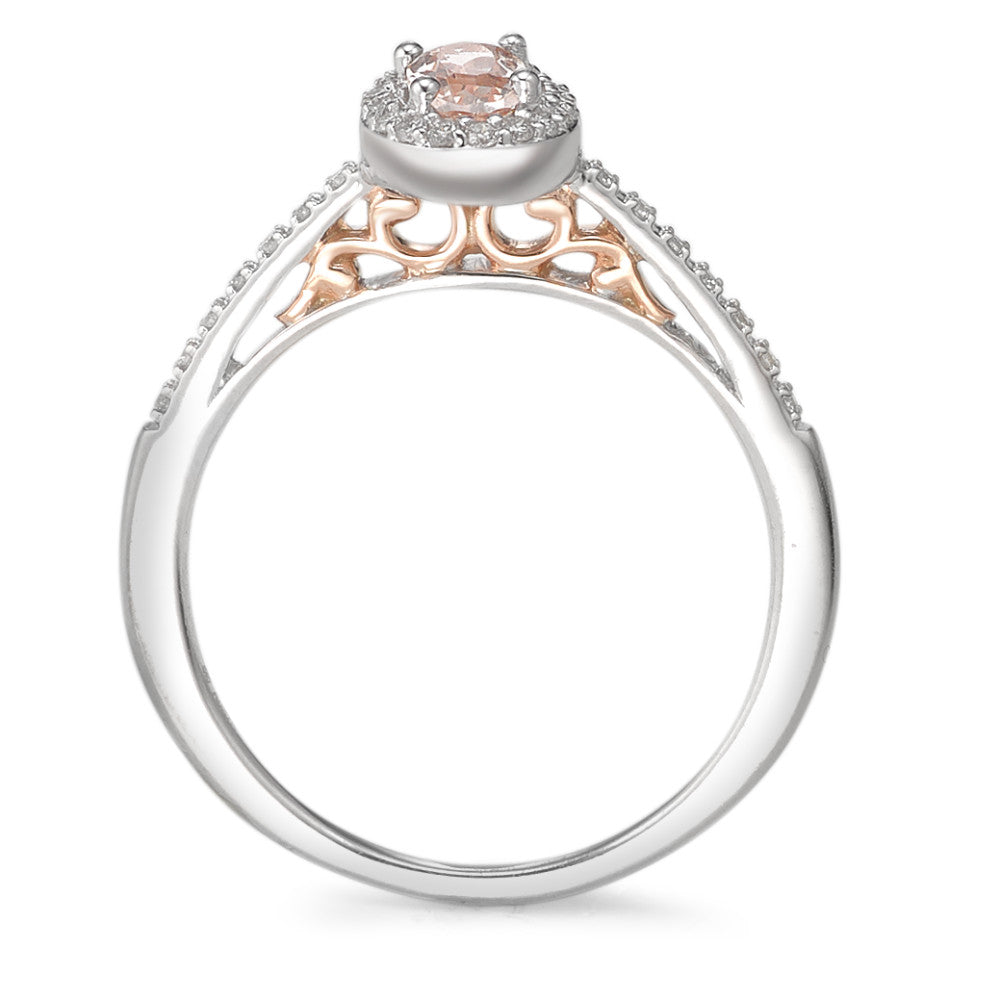 Ring 9k White Gold Diamond 0.09 ct, w-pi3, Morganite Champagne