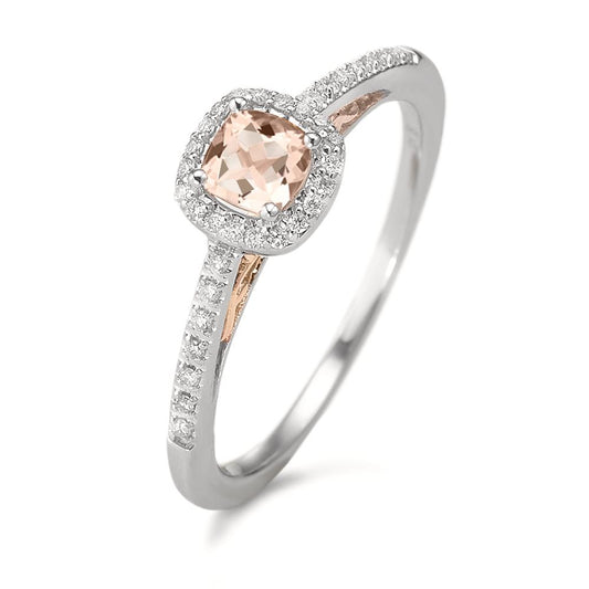 Ring 9k White Gold Diamond 0.10 ct, w-pi3, Morganite Champagne