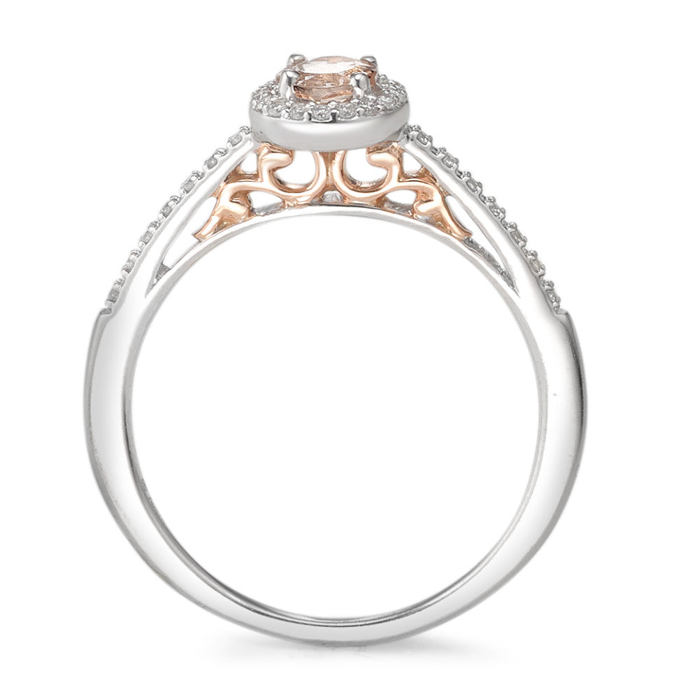 Ring 9k White Gold Diamond 0.10 ct, w-pi3, Morganite Champagne