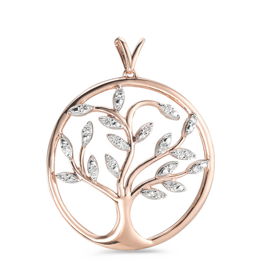 Pendant 9k Red Gold Diamond 0.14 ct, 35 Stones, w-pi3 Tree Of Life Ø25 mm