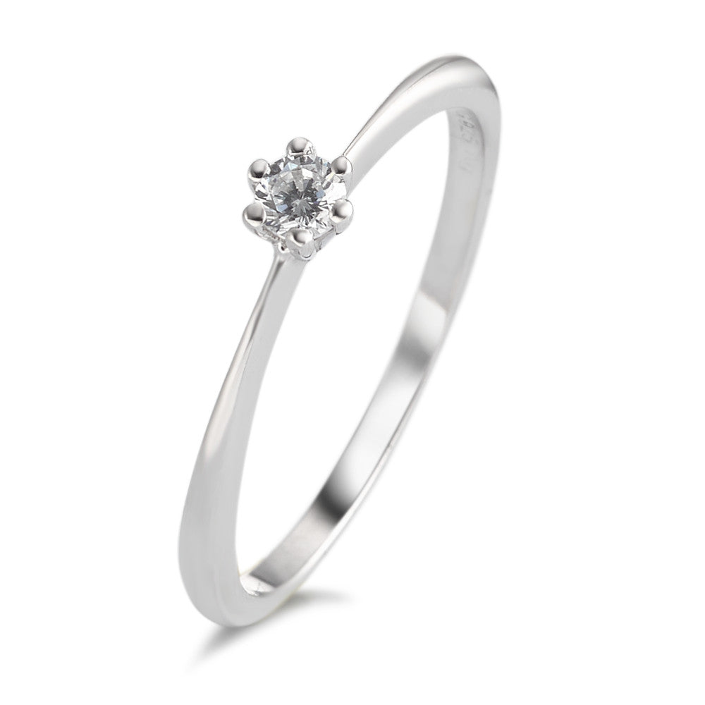 Solitaire ring Silver Zirconia Rhodium plated