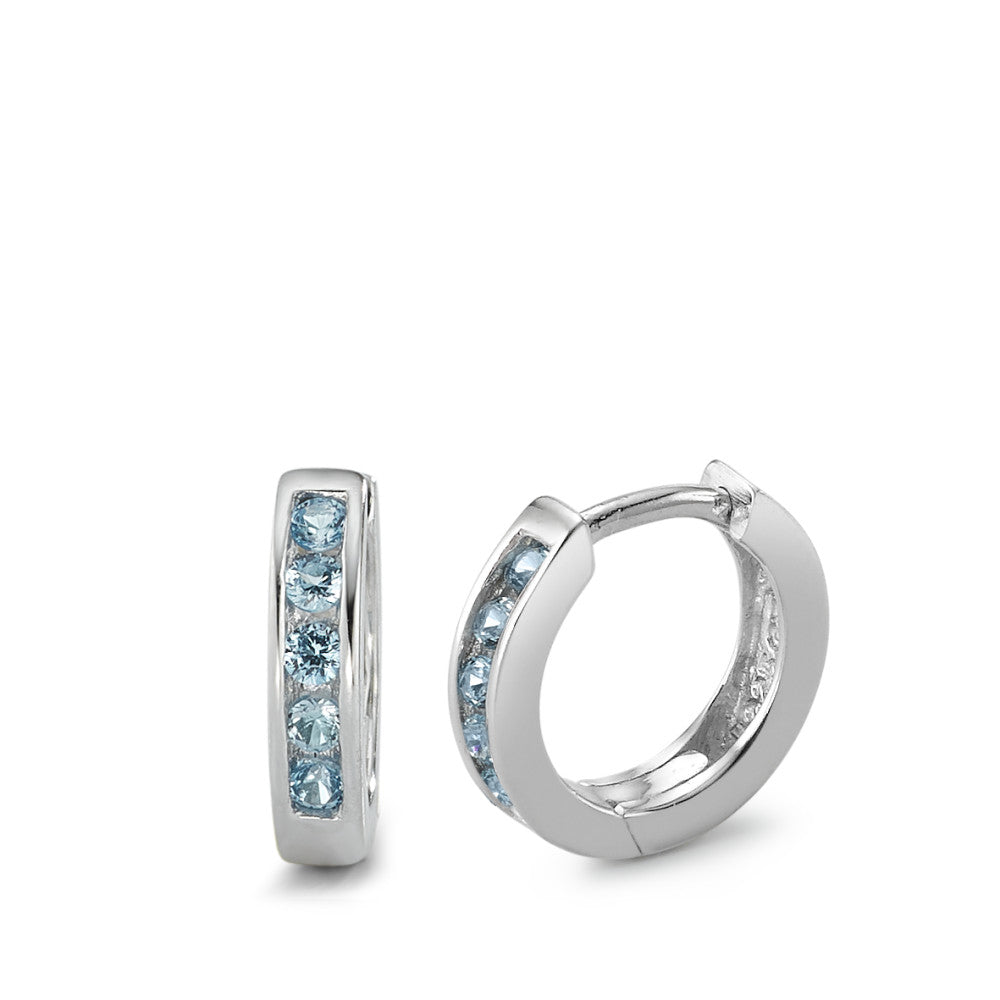 Hinged hoop Silver Zirconia Light Blue Rhodium plated