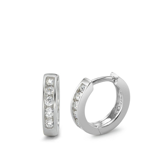 Hinged hoop Silver Zirconia White Rhodium plated