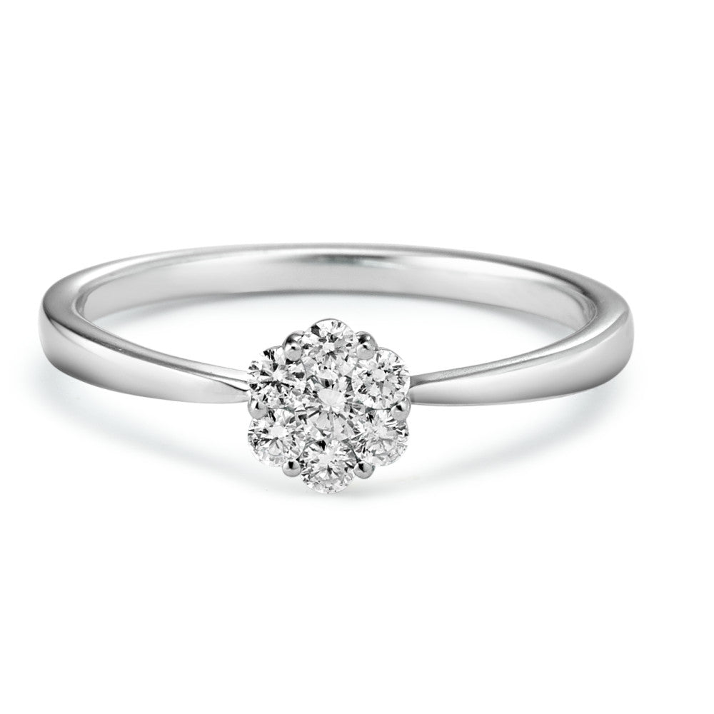 Ring 9k White Gold Diamond 0.18 ct, 7 Stones, w-si