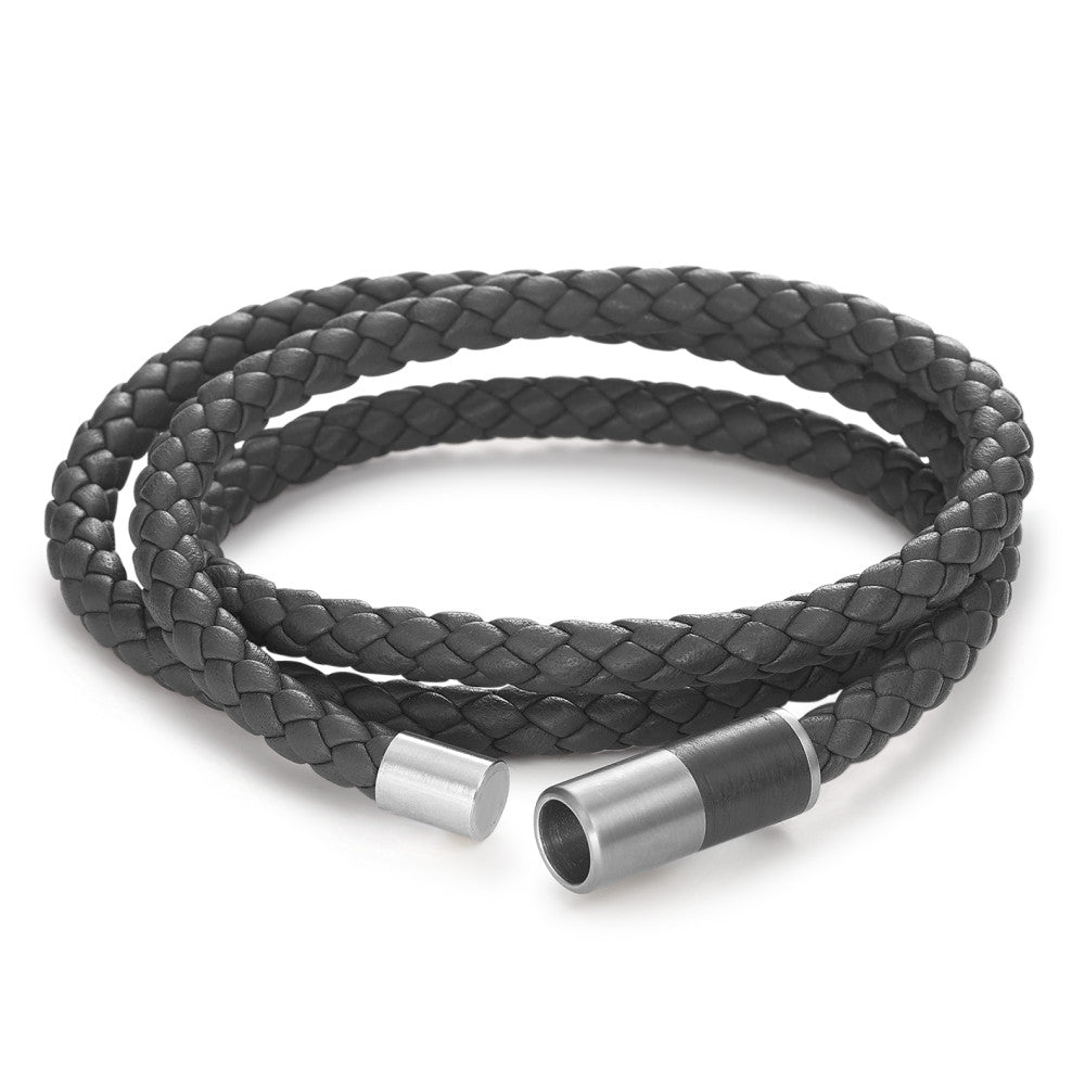 Bracelet Leather, Titanium, Carbon 23 cm Ø6 mm