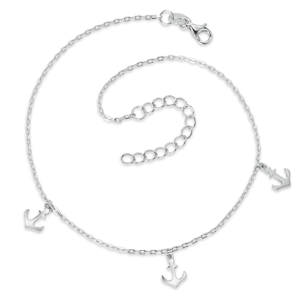 Anklet Silver Rhodium plated Anchor 24-28 cm