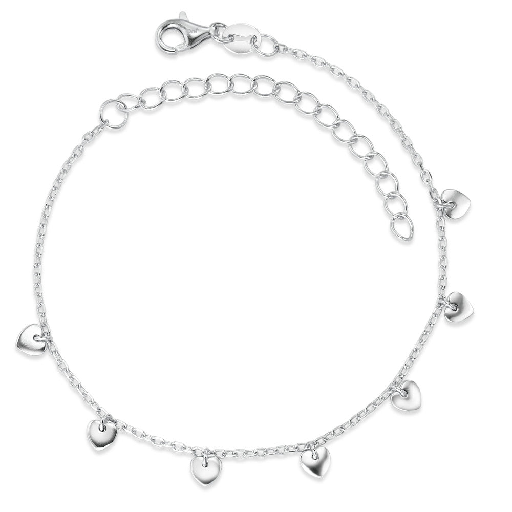 Bracelet Silver Rhodium plated Heart 16-19 cm